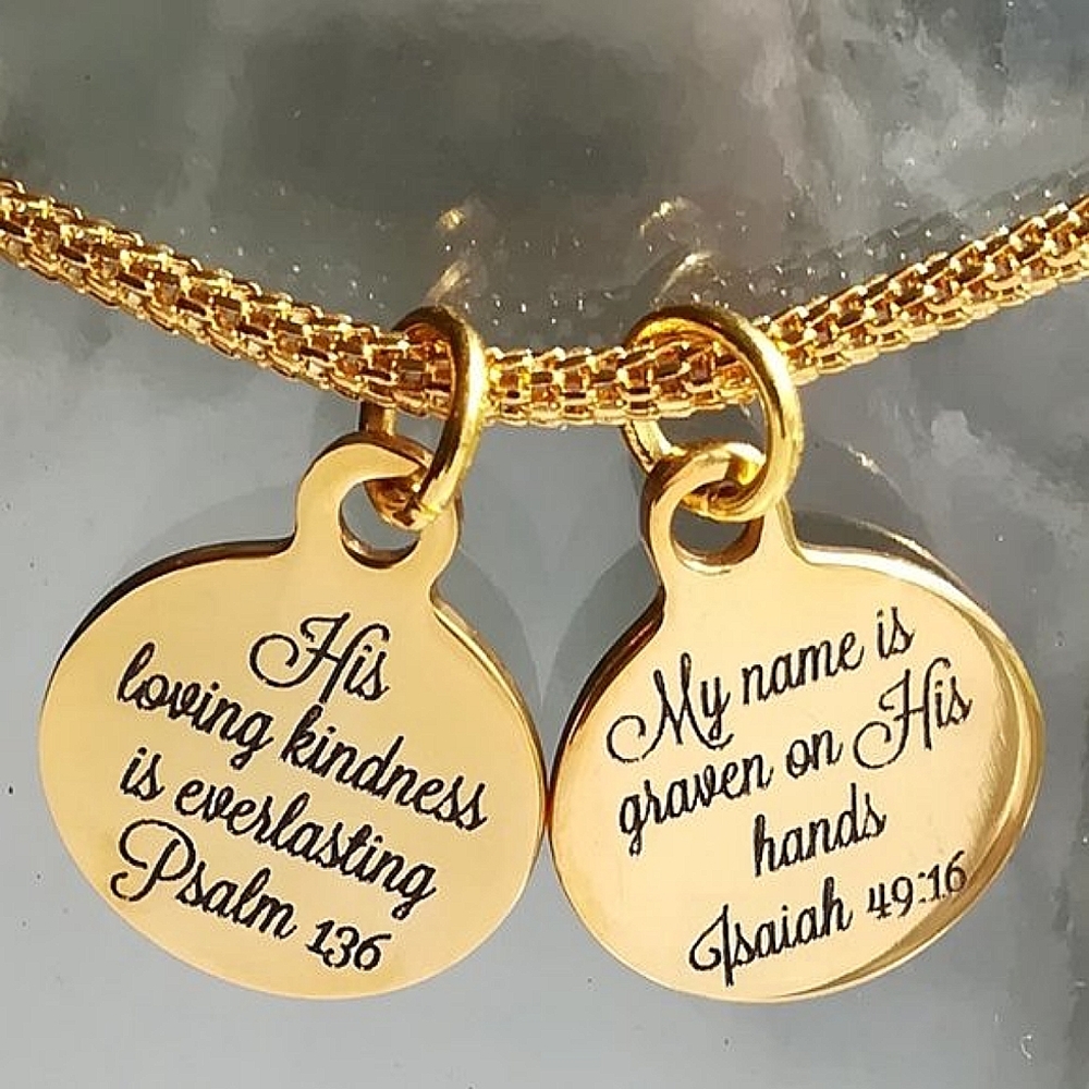 Gold Christian Bible Verse Scripture Necklace